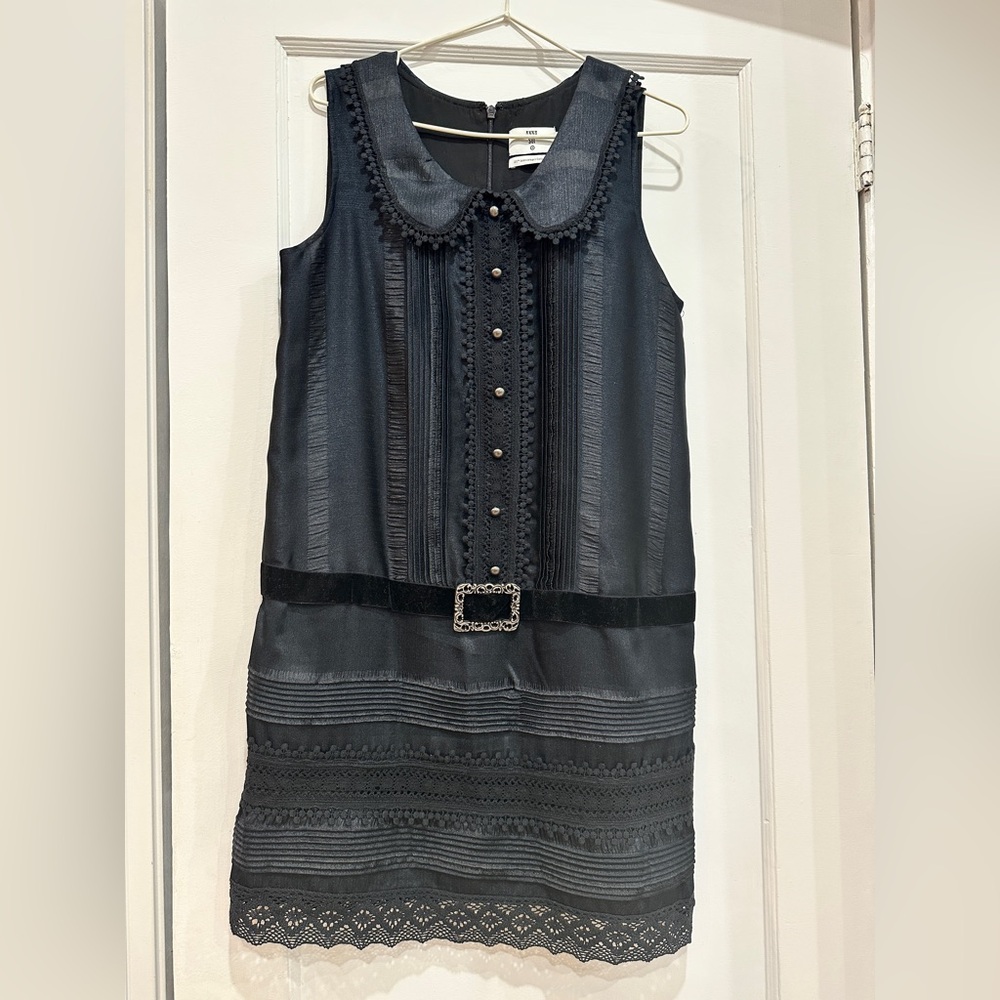 ANNA SUI For Target Sleeveless Black Dress Drop Waist Flapper Steampunk Goth